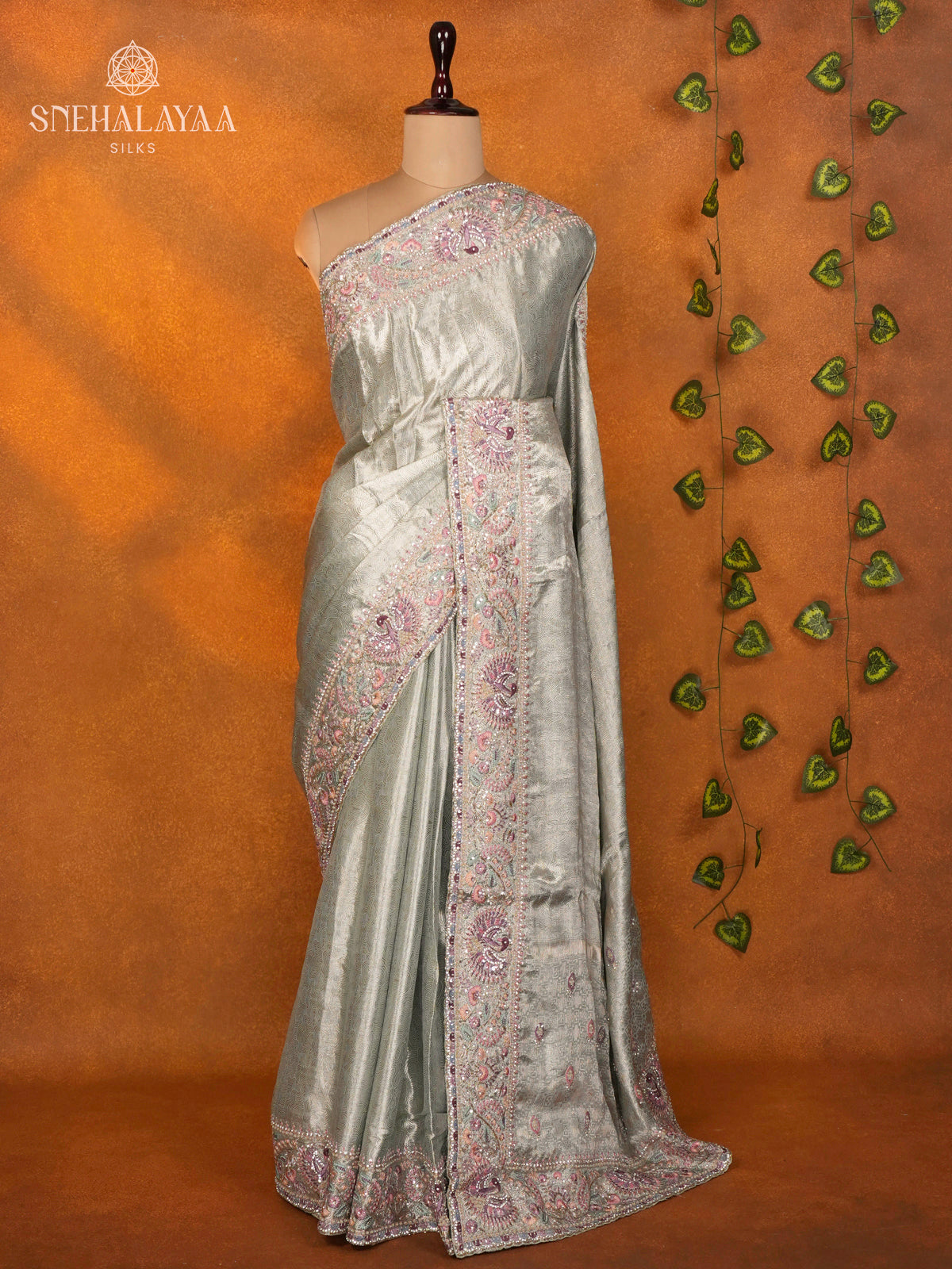 Pale Blue Designer Saree