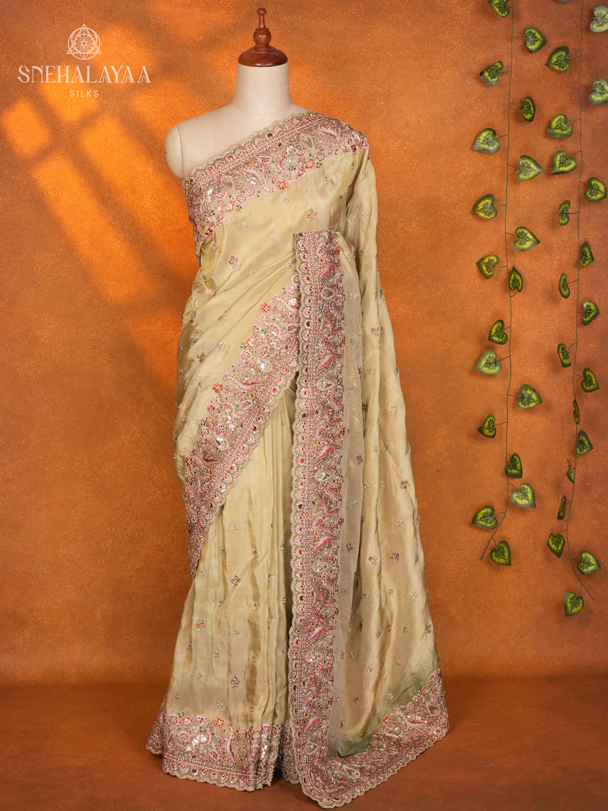 Pale Yellow Designer Saree