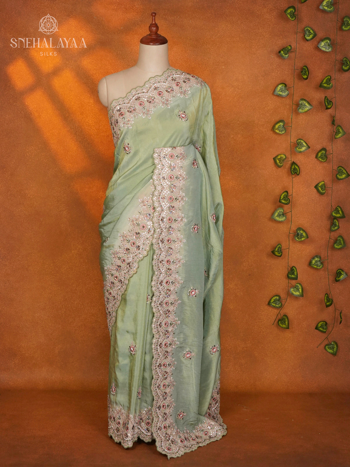 Mint Green Designer Saree