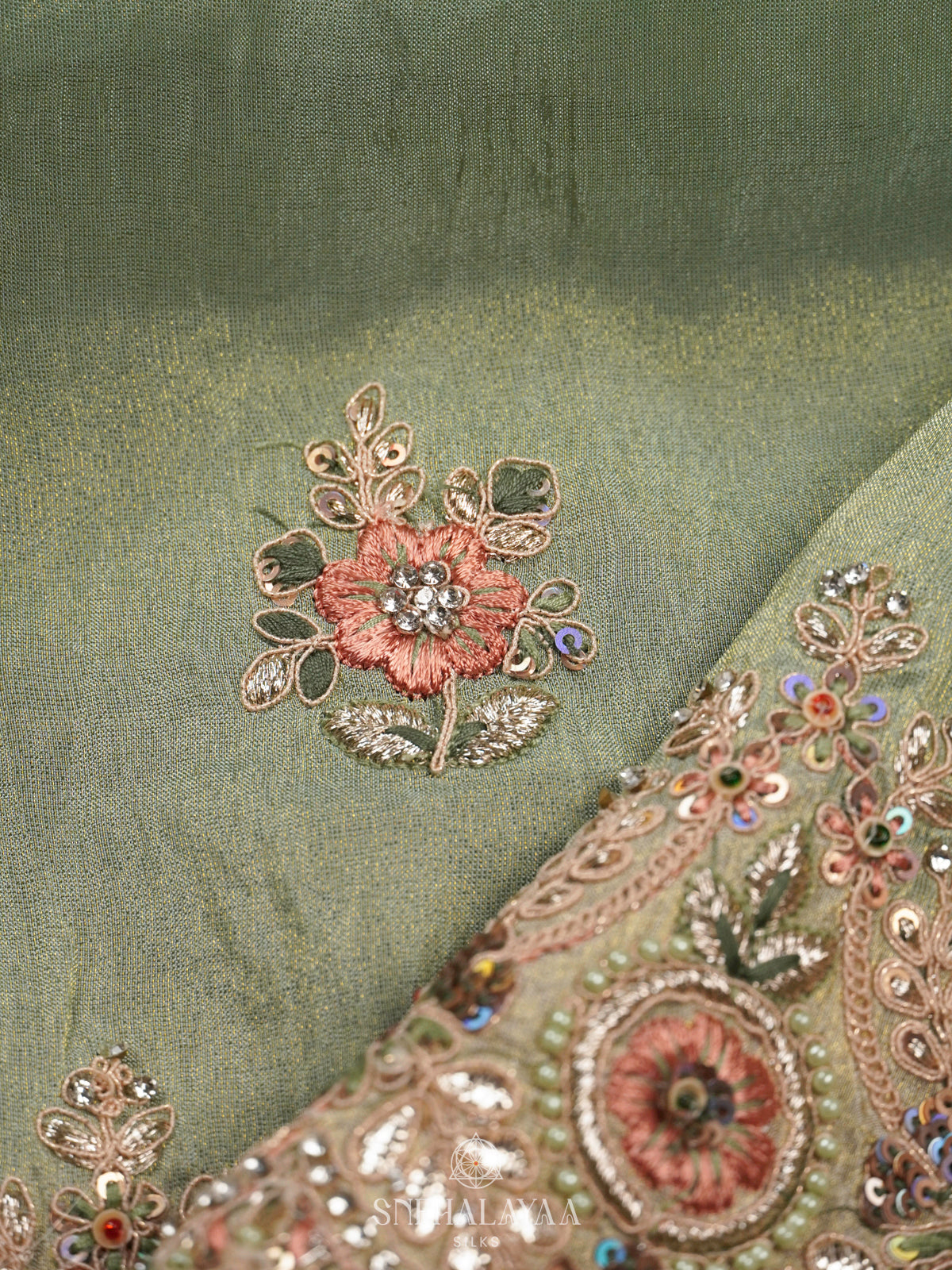 Mint Green Designer Saree