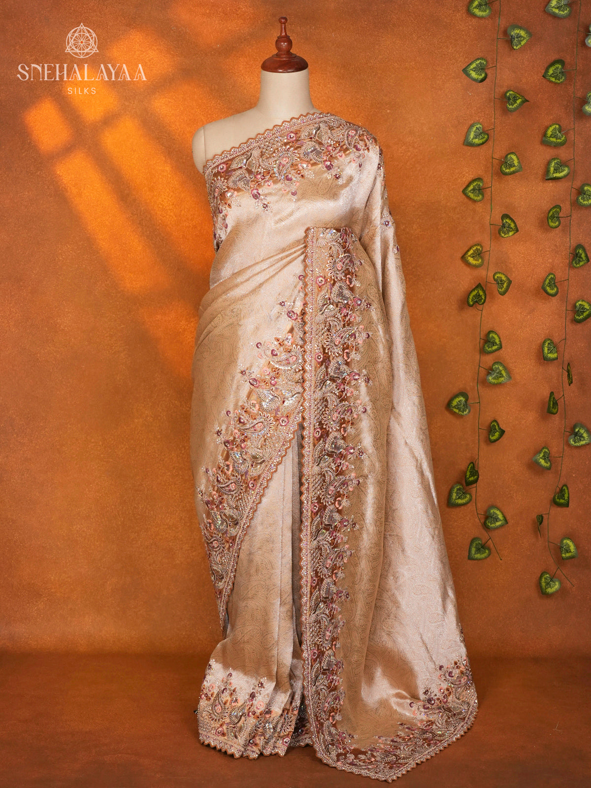 Beige Gold Designer Saree
