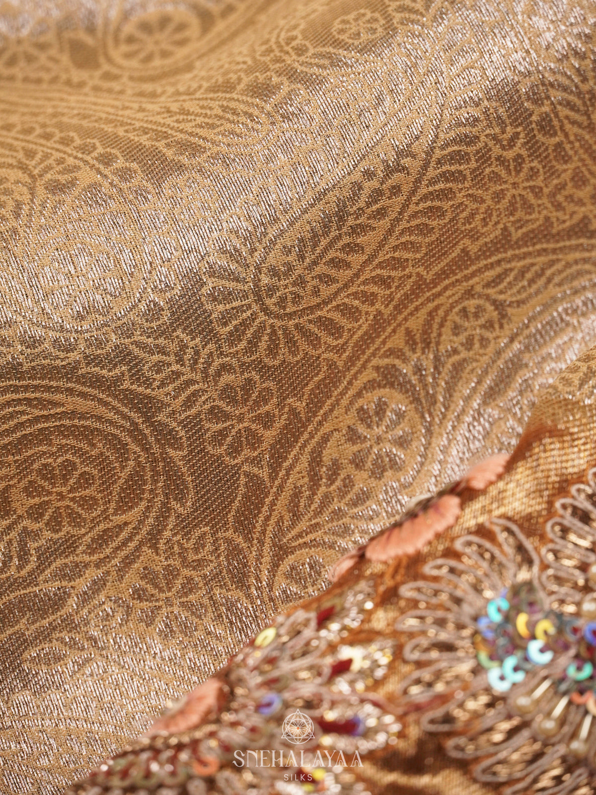 Beige Gold Designer Saree