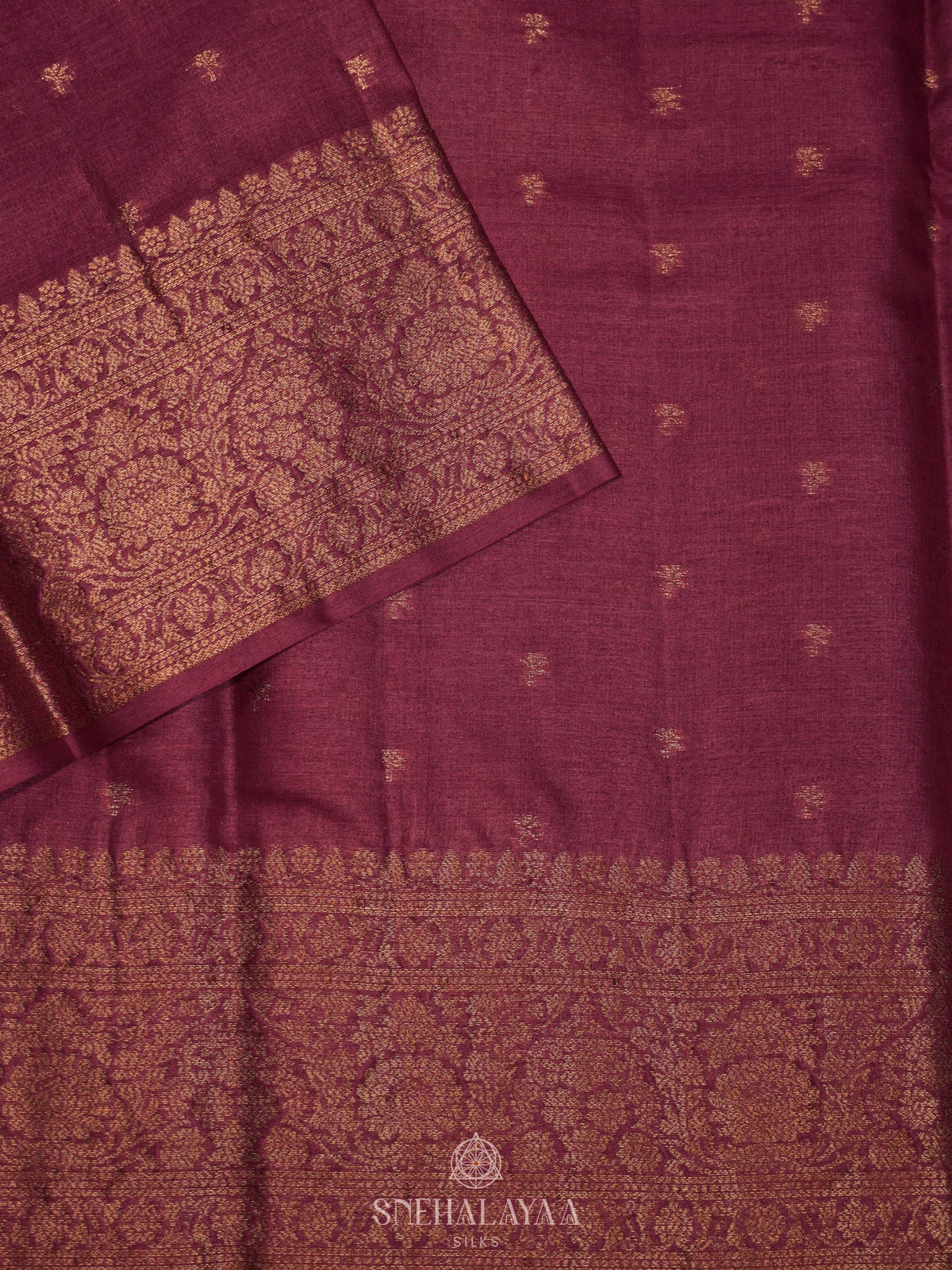 Wine Red Tussar Saree