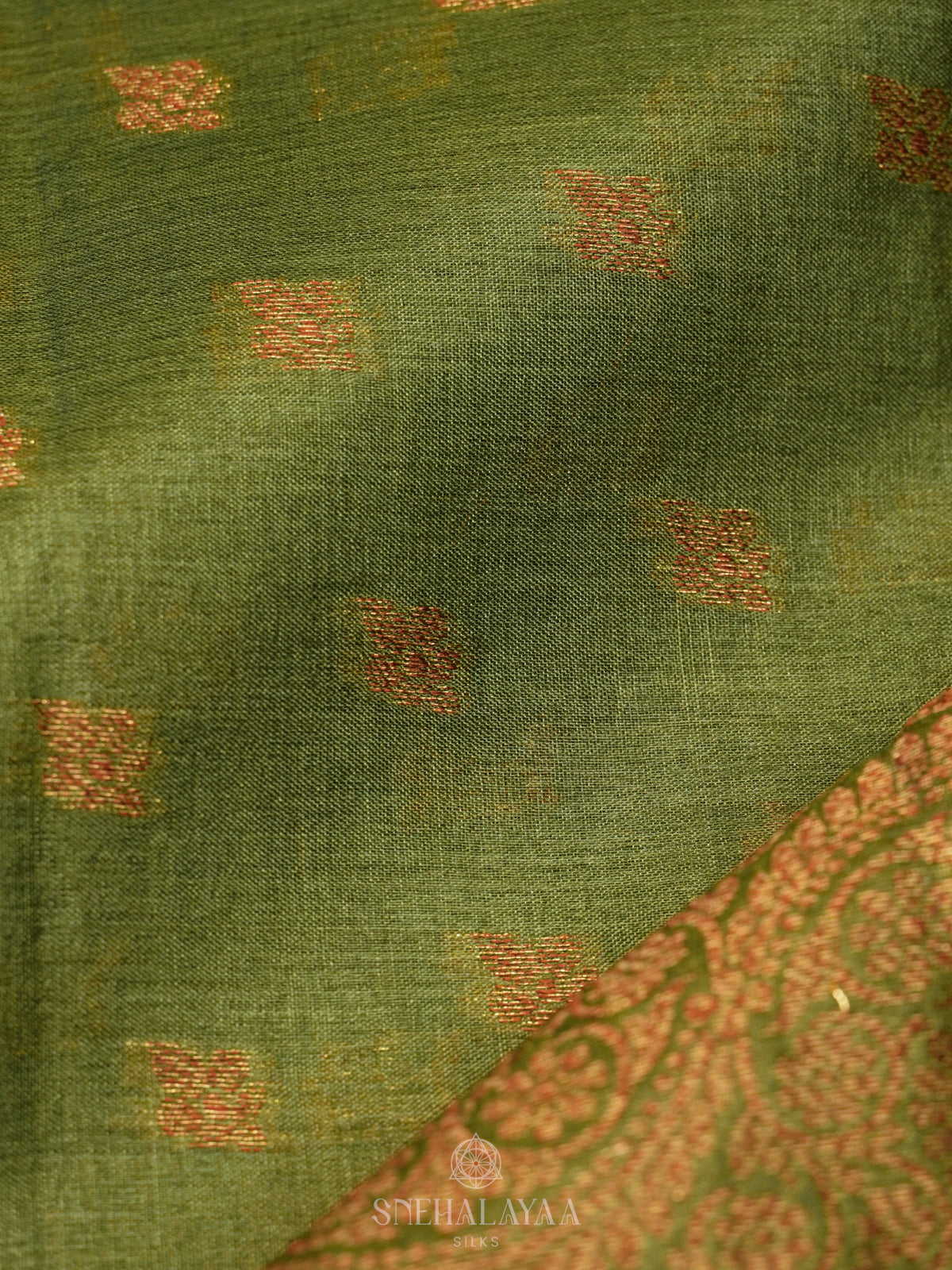 Olive Green Tussar Saree