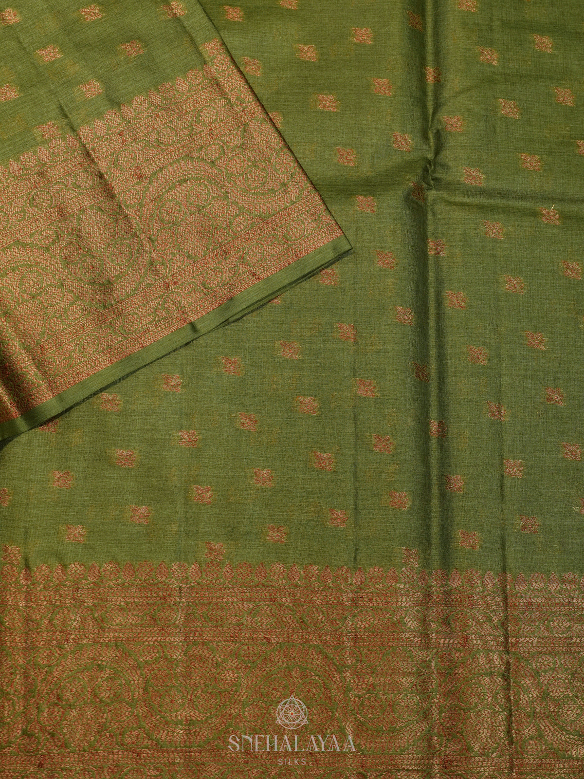 Olive Green Tussar Saree