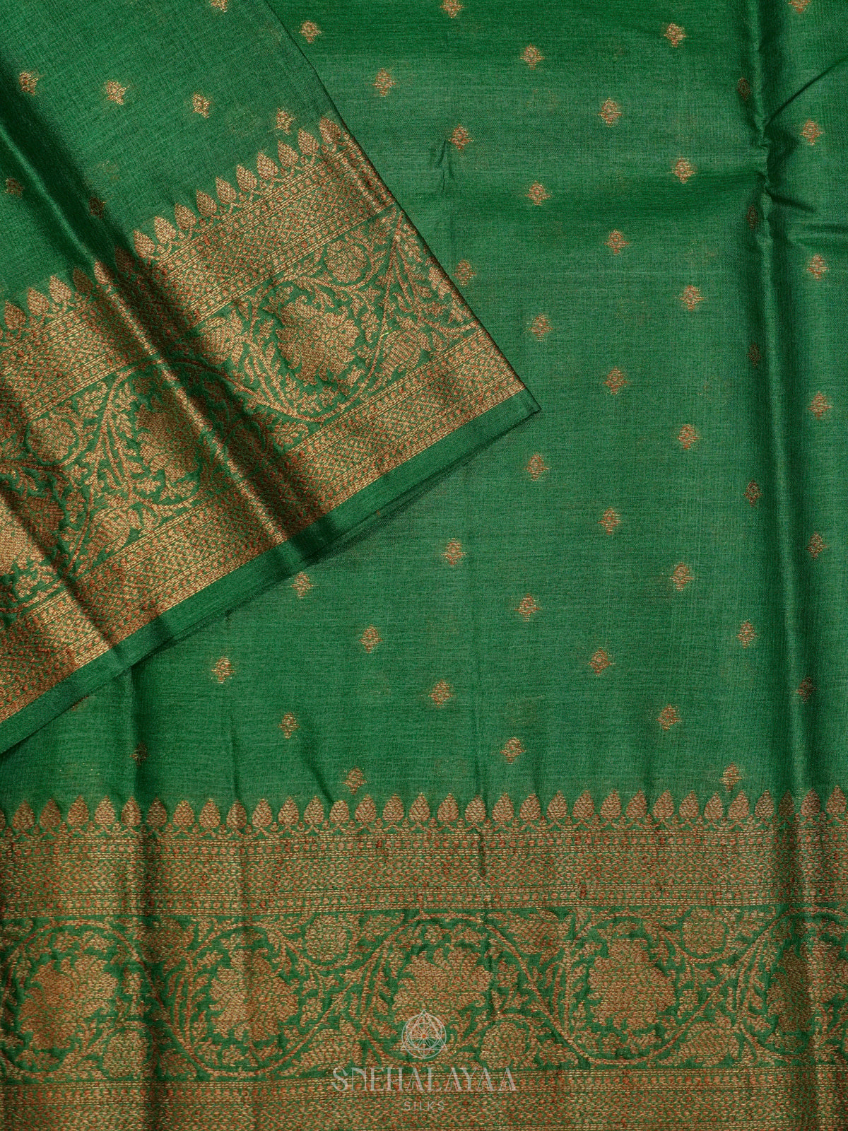 Forest Green Tussar Saree