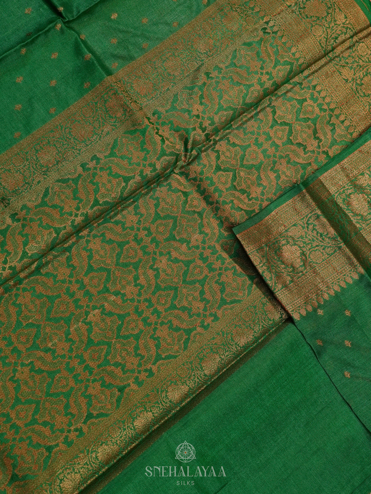 Forest Green Tussar Saree