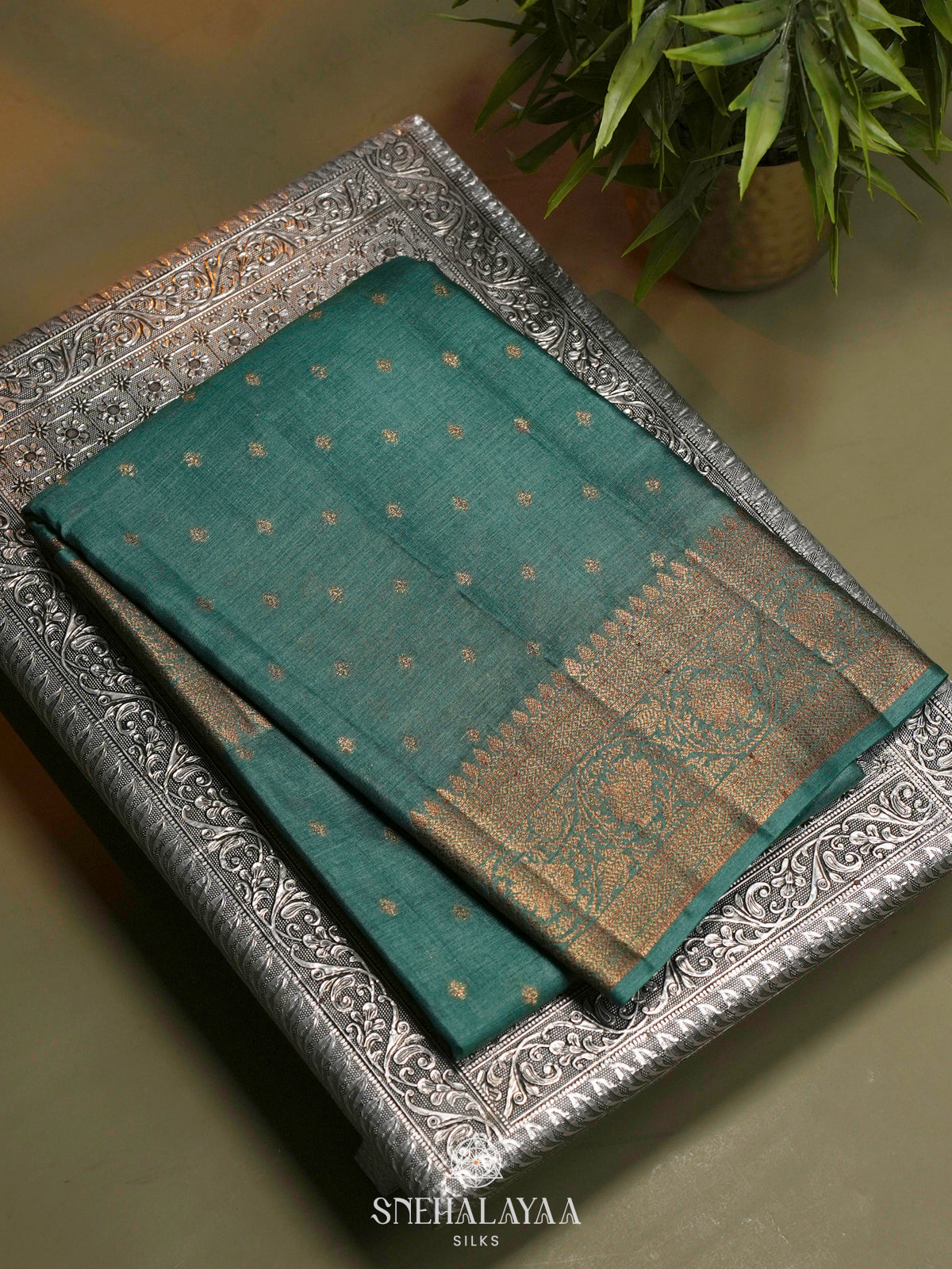 Blue Tussar Saree
