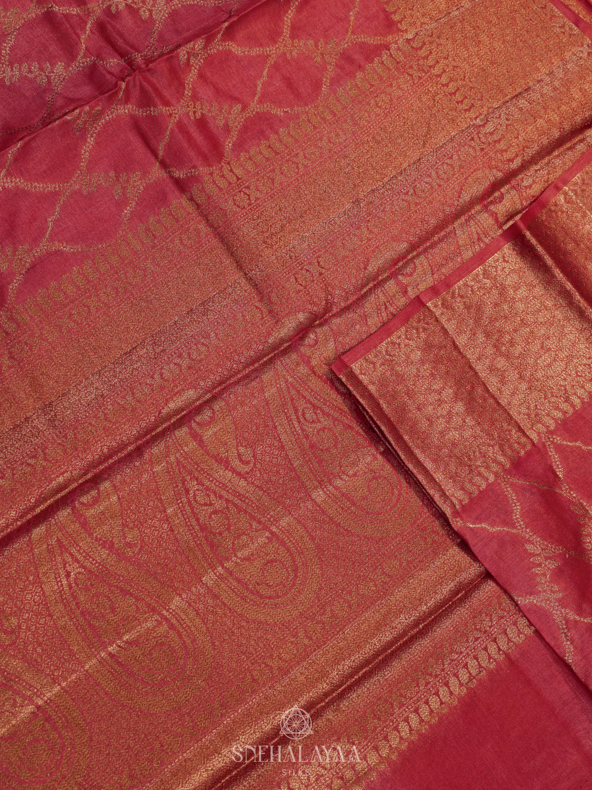 Maroon Tussar Saree
