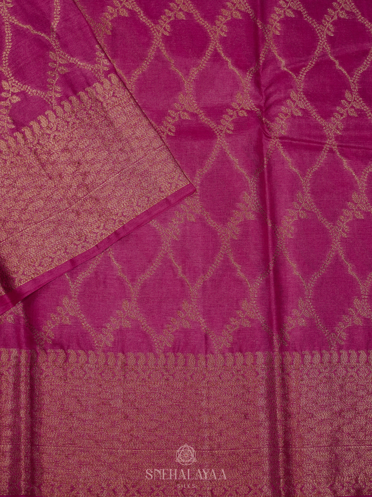Magenta Pink Tussar Saree