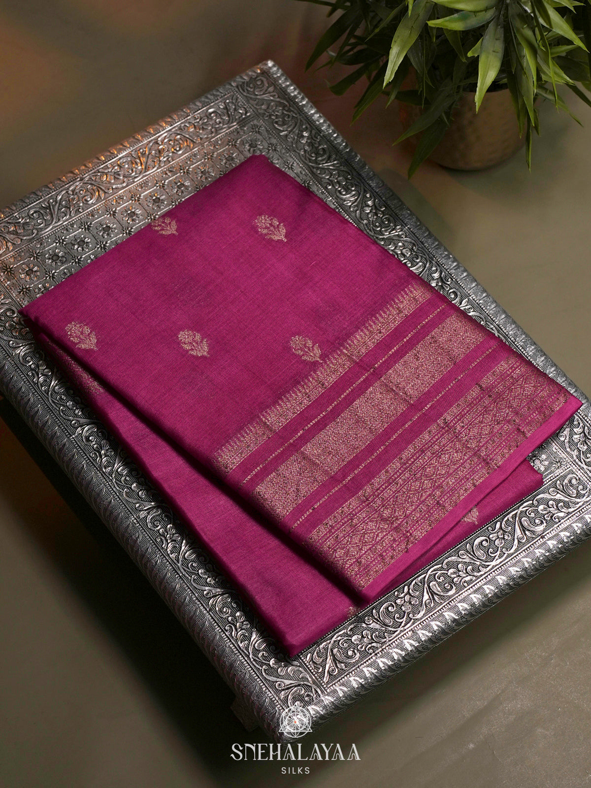 Magenta Pink Tussar Saree
