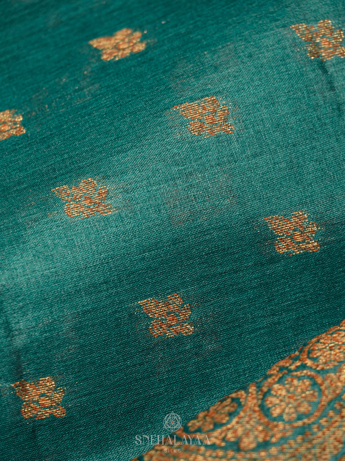 Teal Blue Tussar Saree