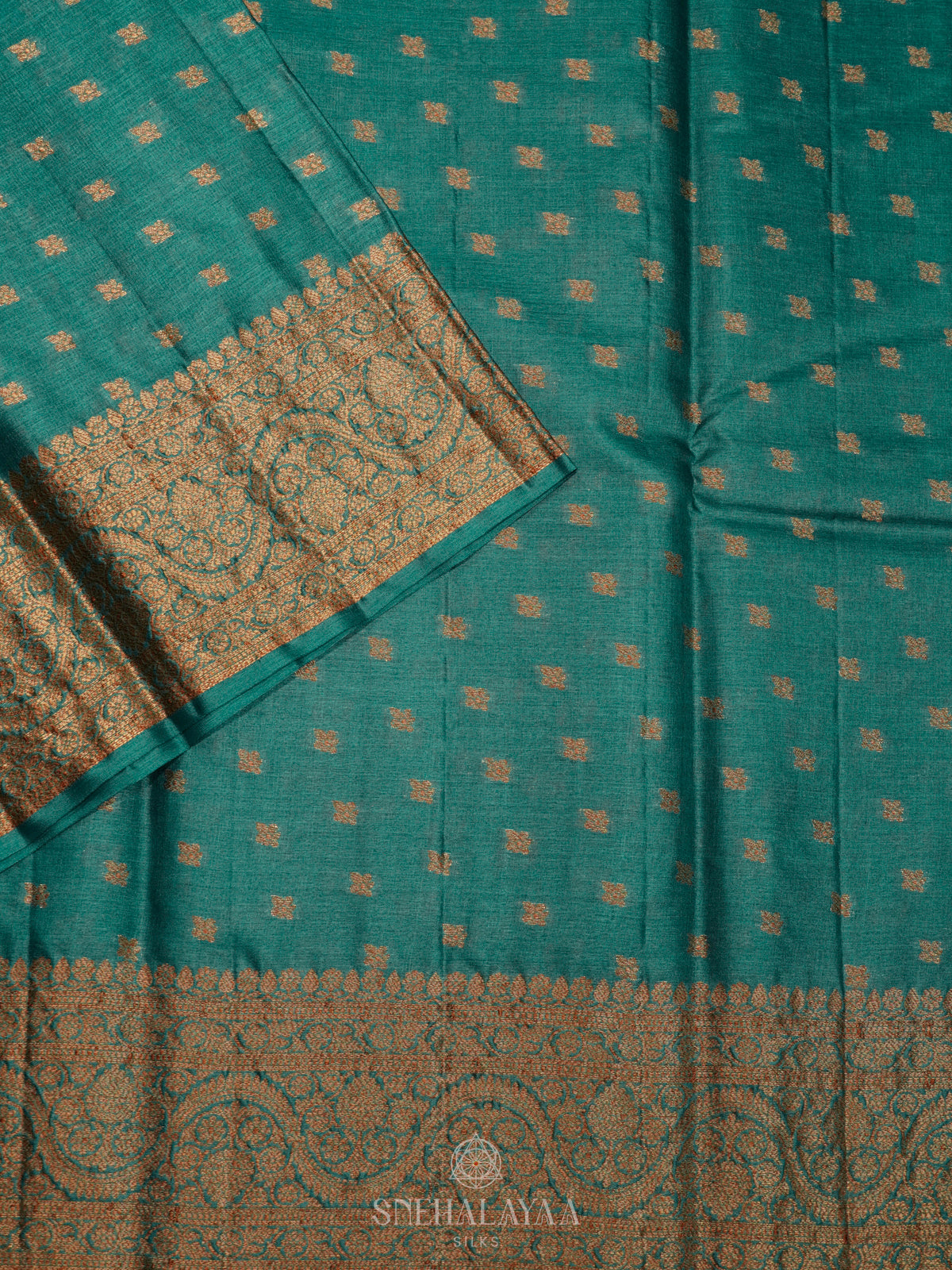Teal Blue Tussar Saree