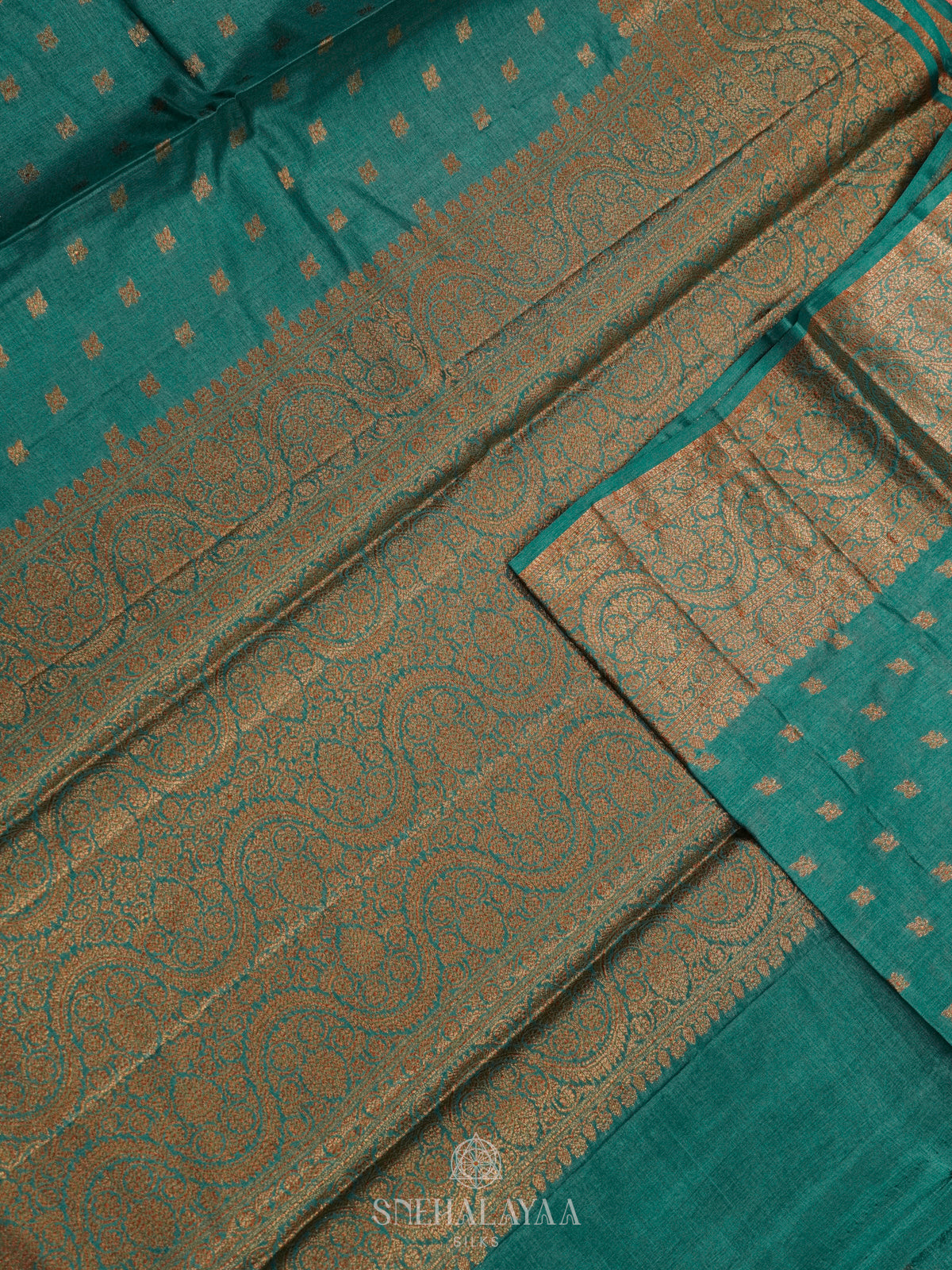 Teal Blue Tussar Saree