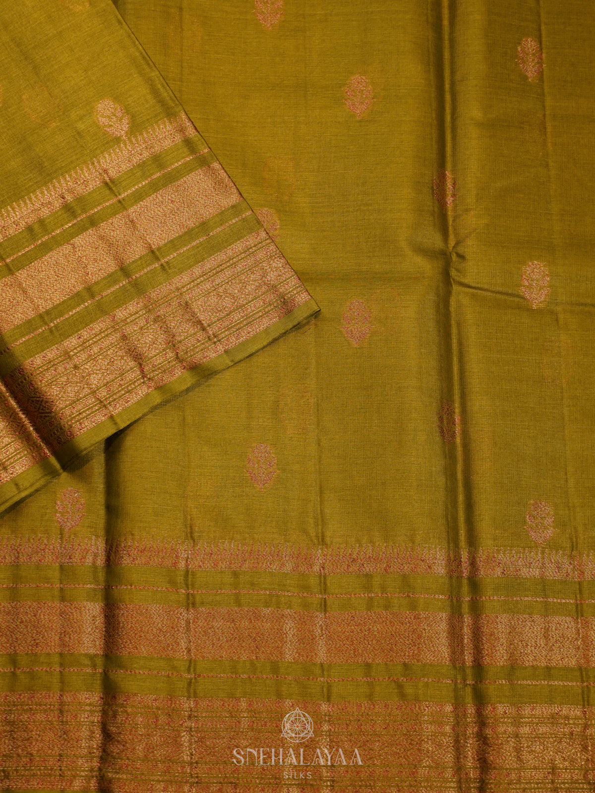 Olive Green Tussar Saree