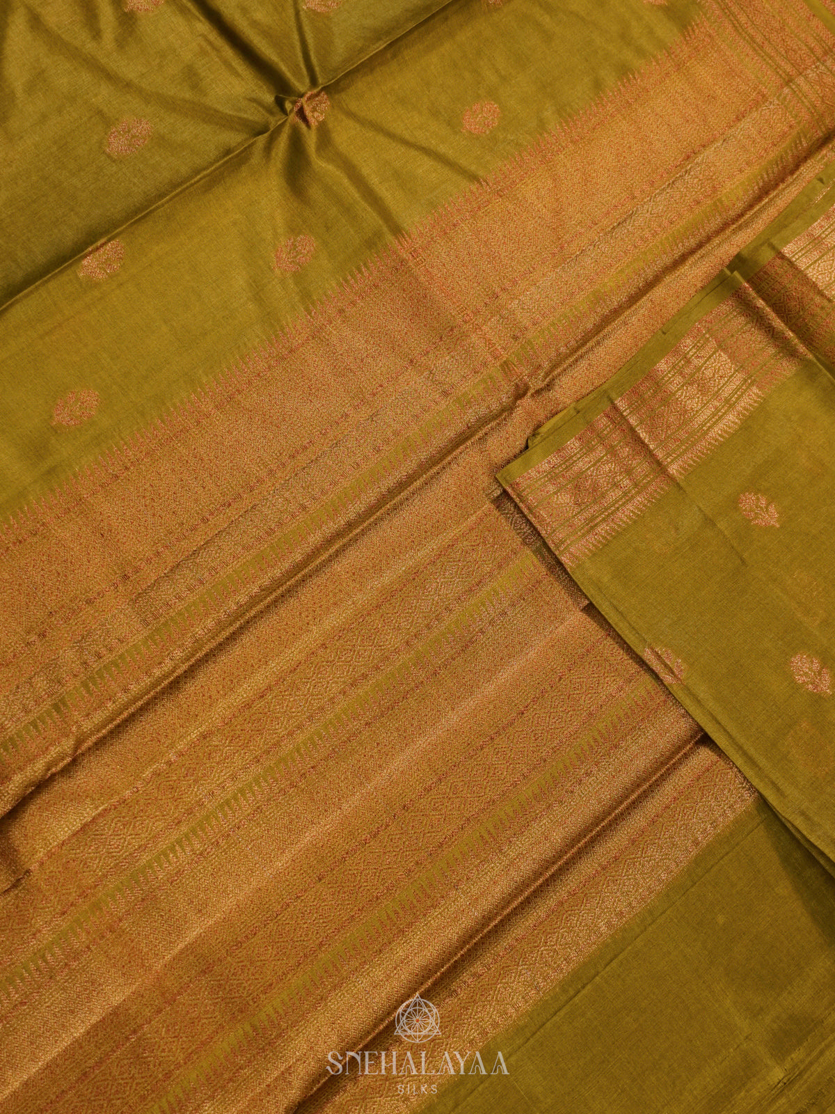 Olive Green Tussar Saree