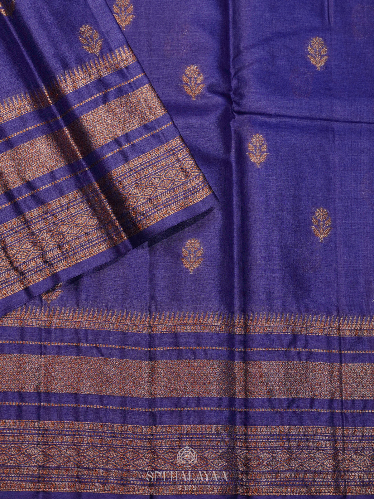 Navy Blue Tussar Saree
