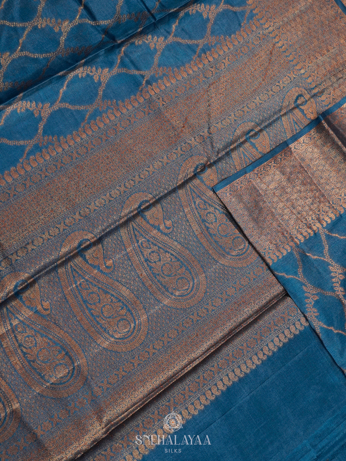 Peacock Blue Tussar Saree