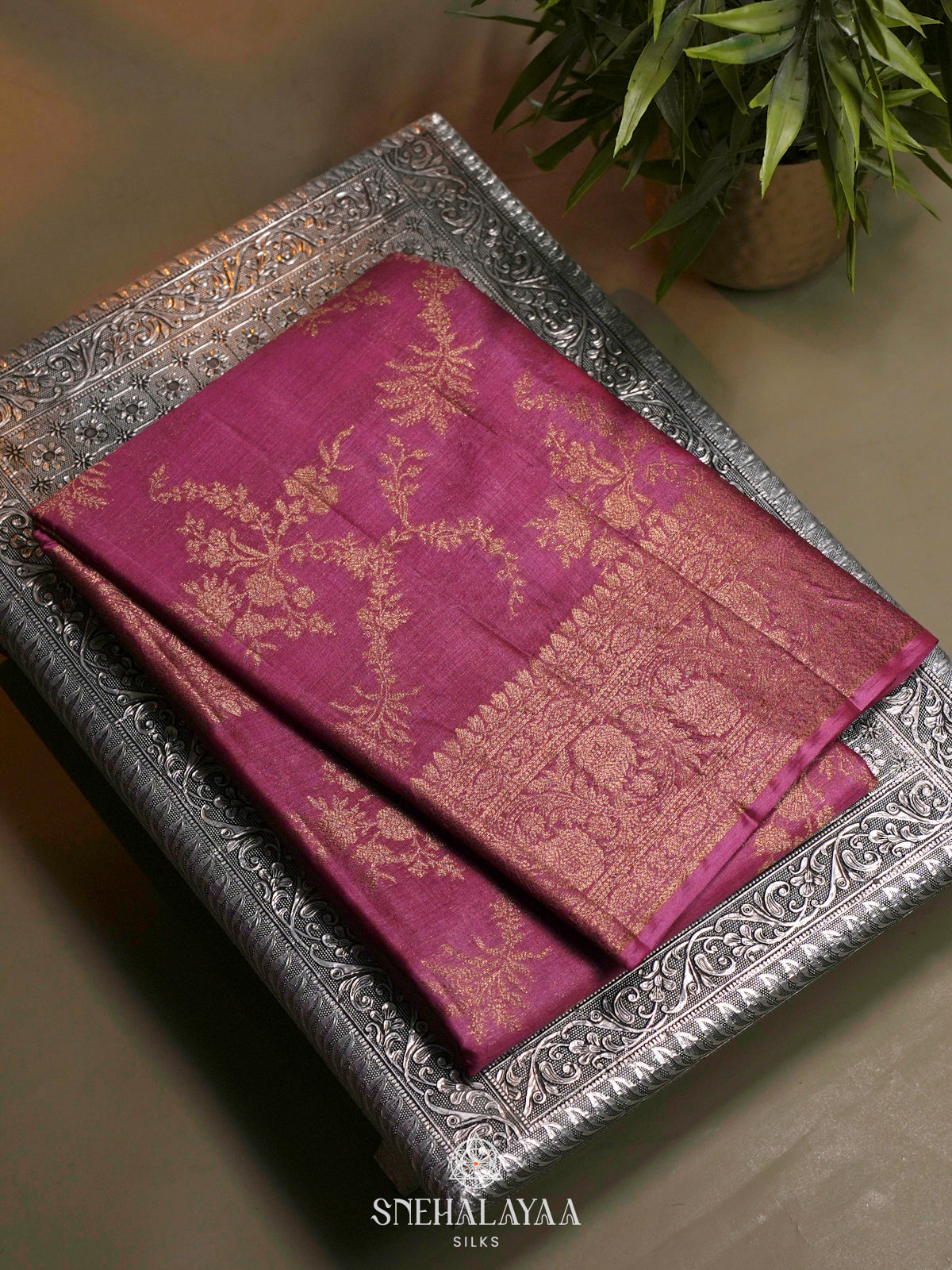 Pink Tussar Saree