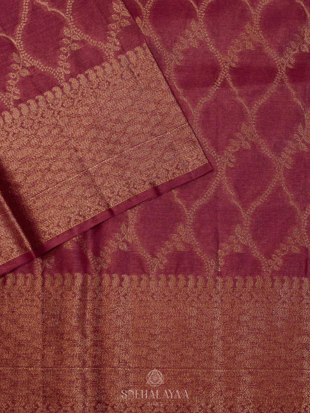Wine Red Tussar Saree