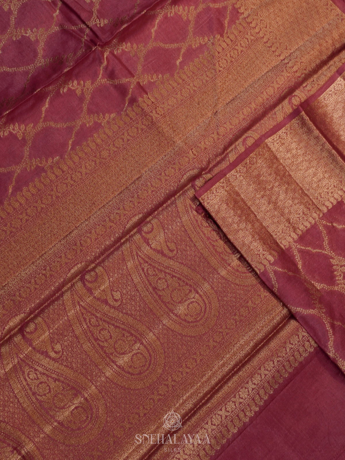 Wine Red Tussar Saree