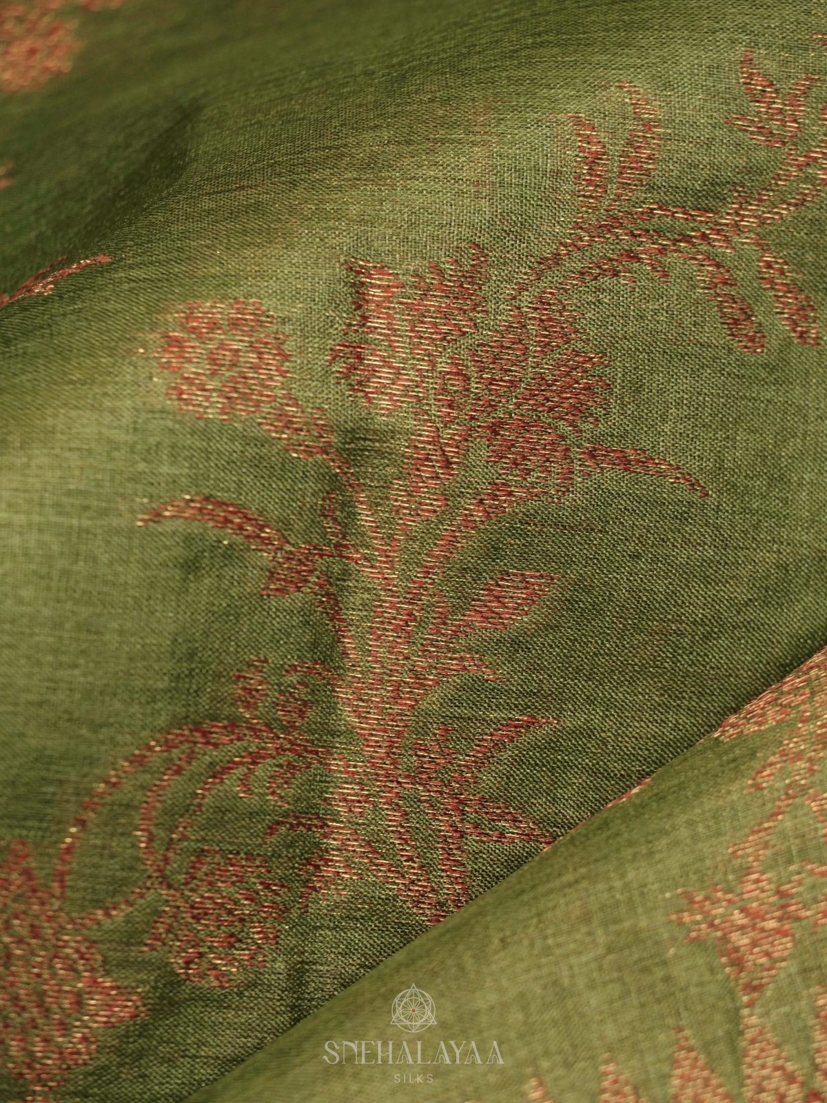 Olive Green Tussar Saree