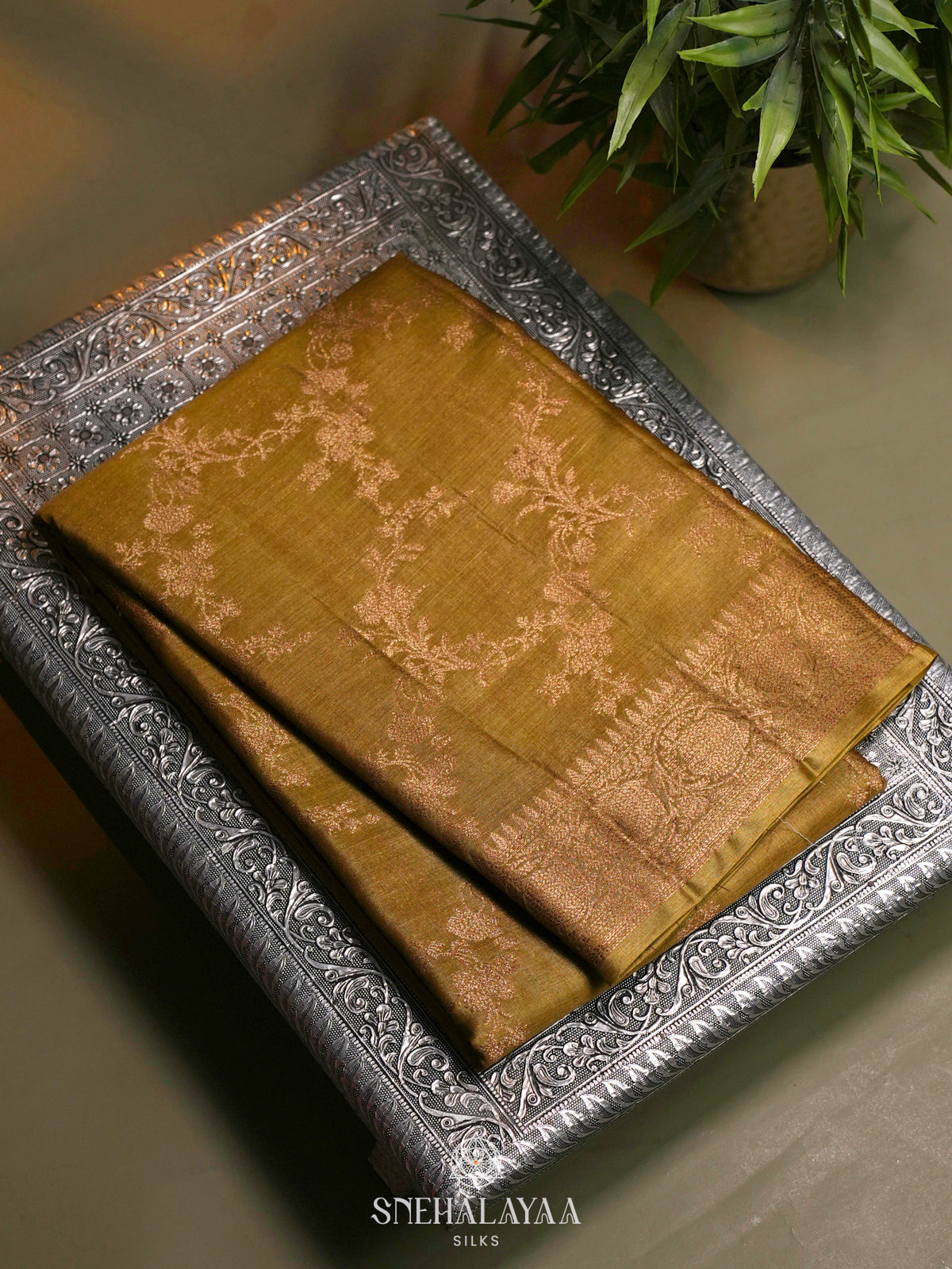 Mango Yellow Tussar Saree