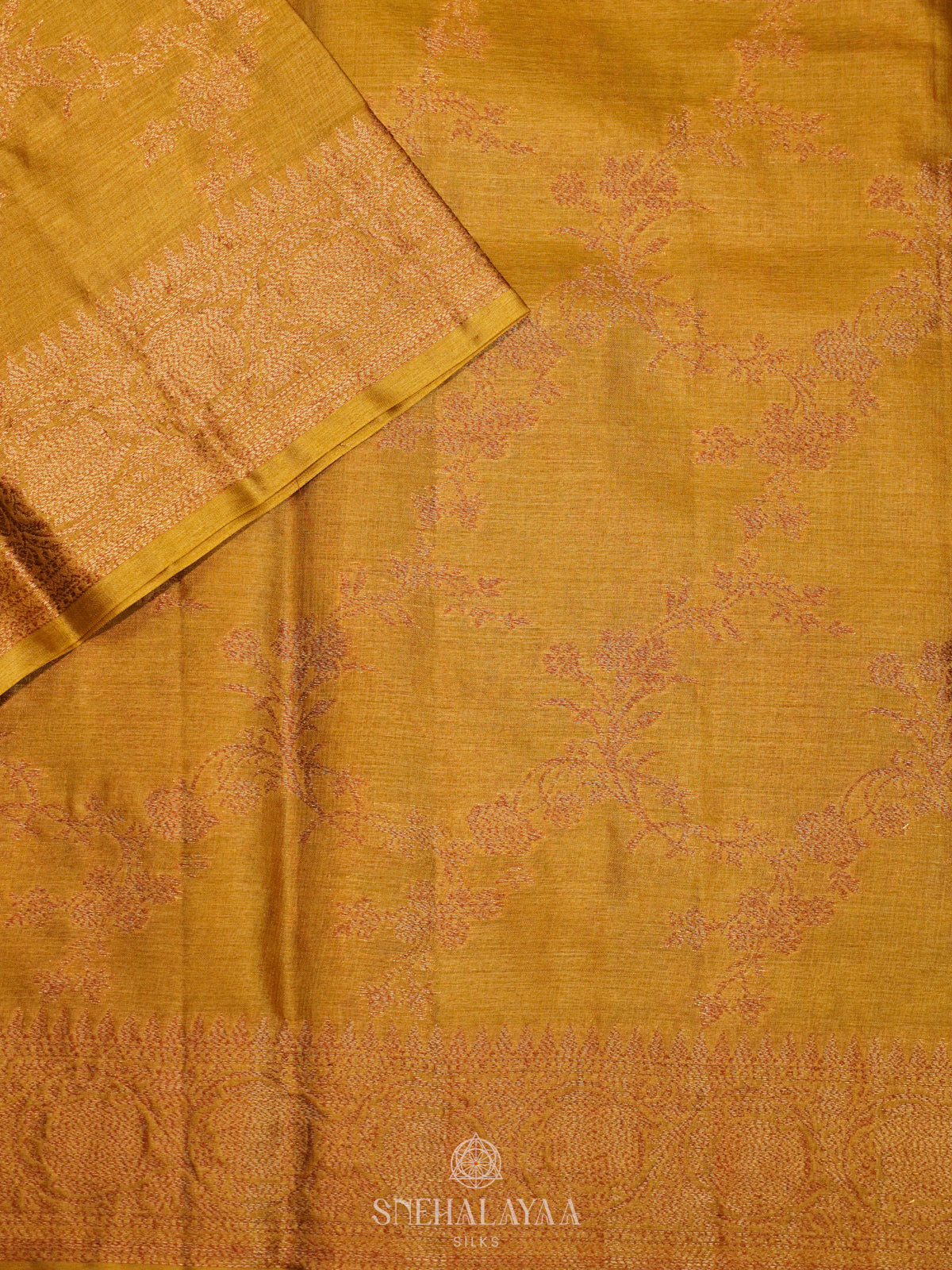 Mango Yellow Tussar Saree