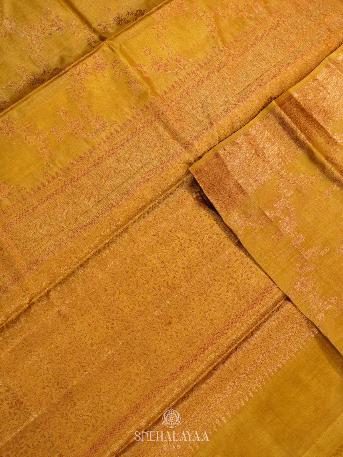 Mango Yellow Tussar Saree