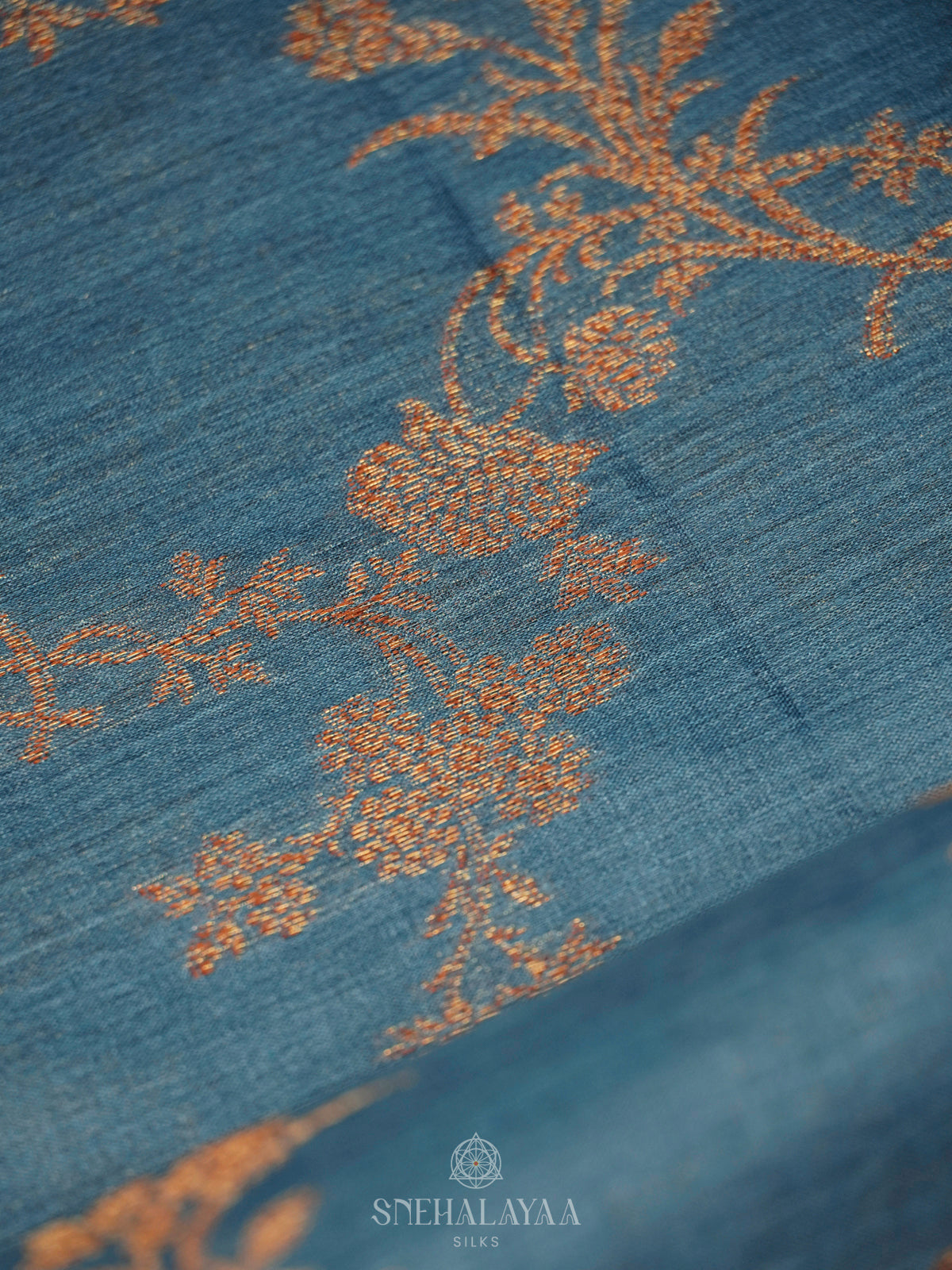 Peacock Blue Tussar Saree