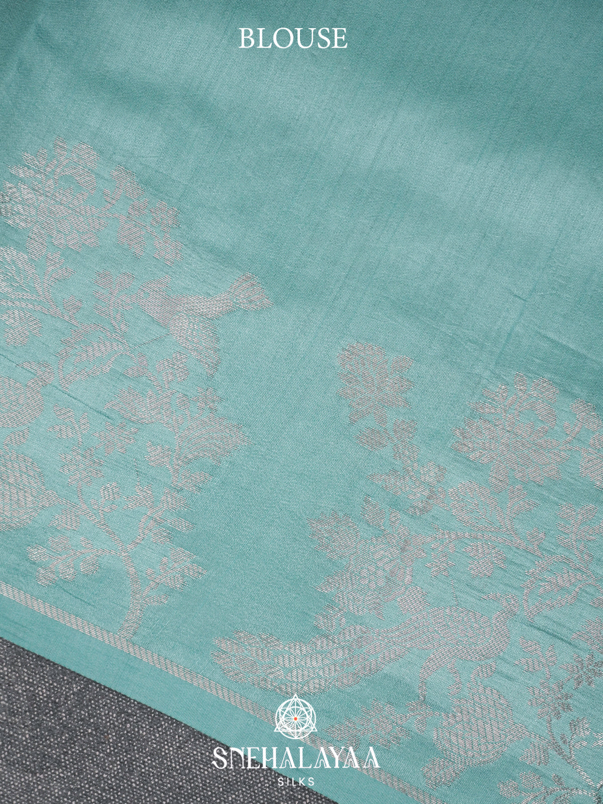 Mint Blue Chiniya Silk Saree