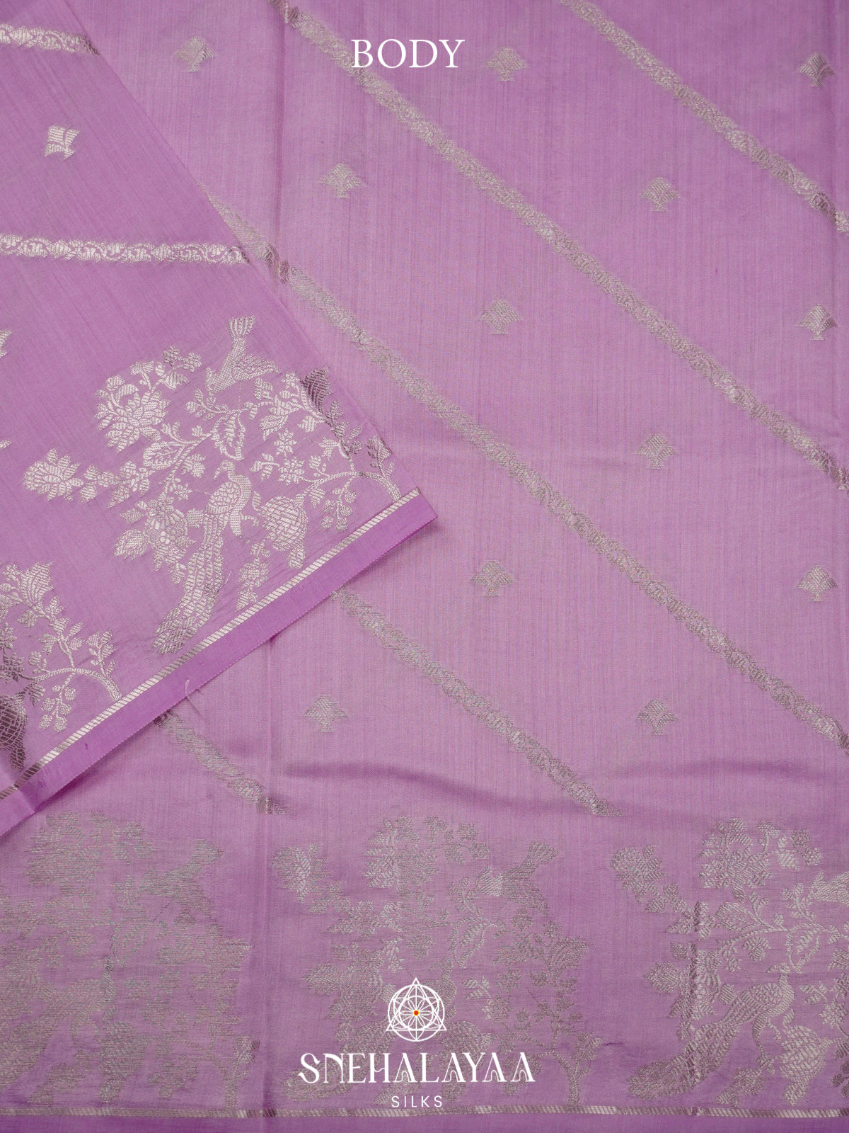 Lilac Chiniya Silk Saree