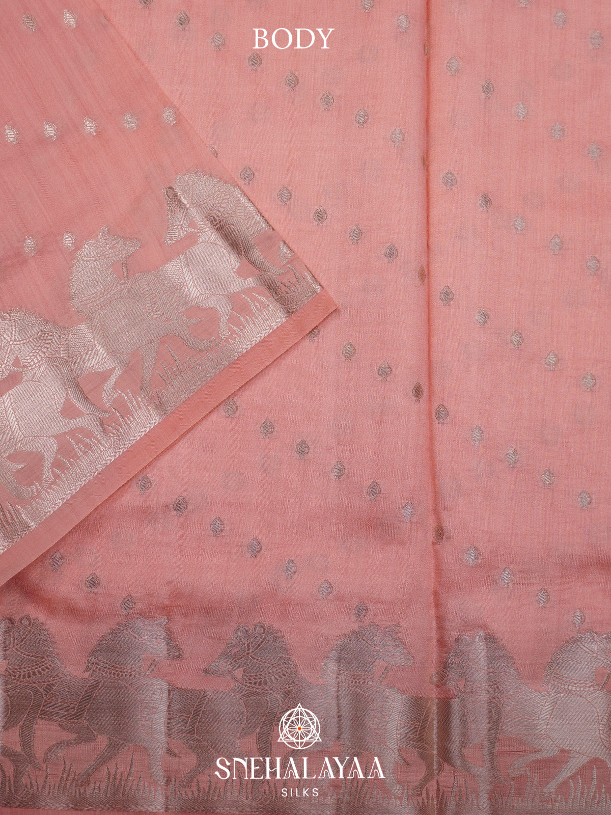Peach Chiniya Silk Saree