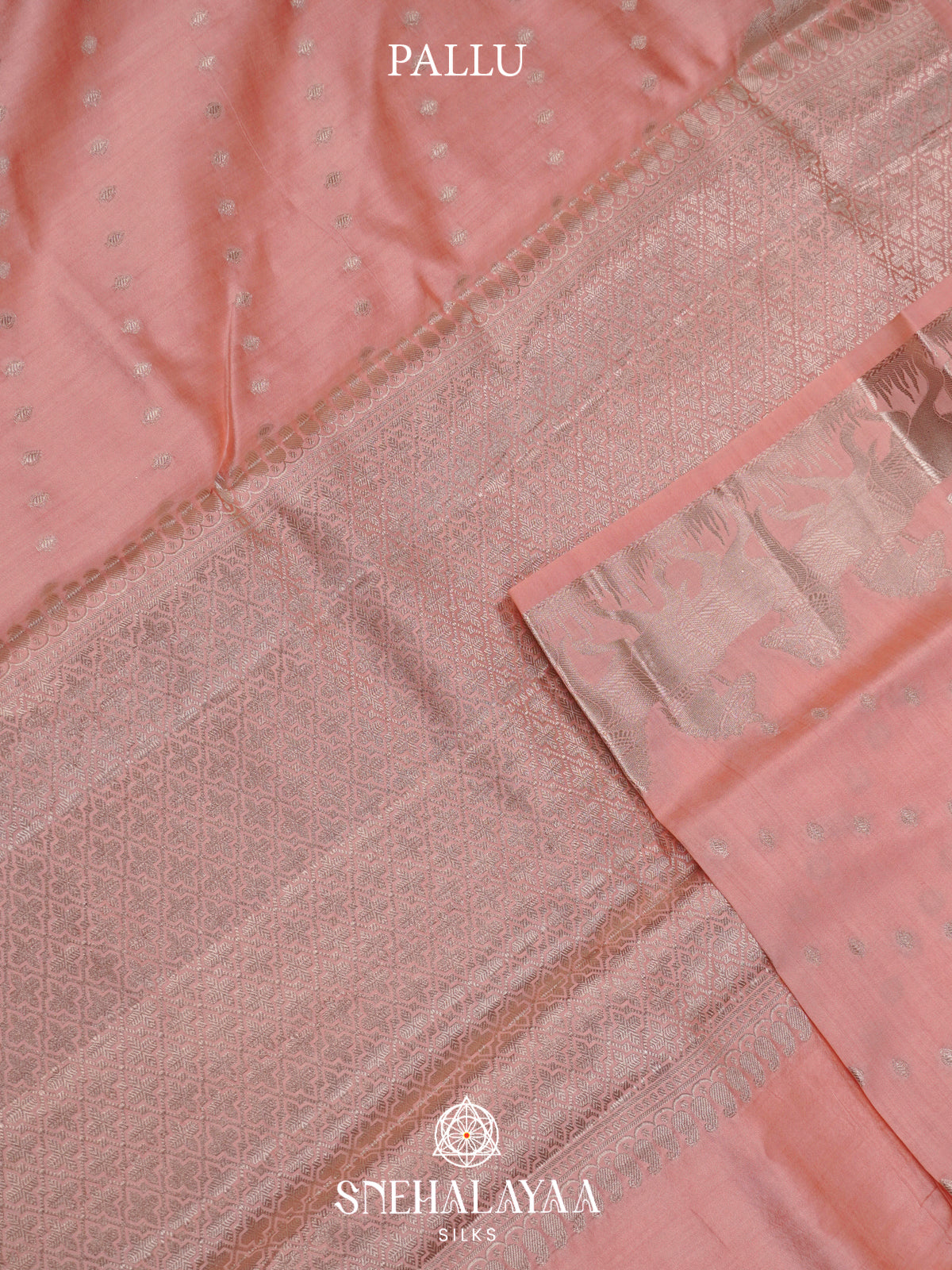 Peach Chiniya Silk Saree