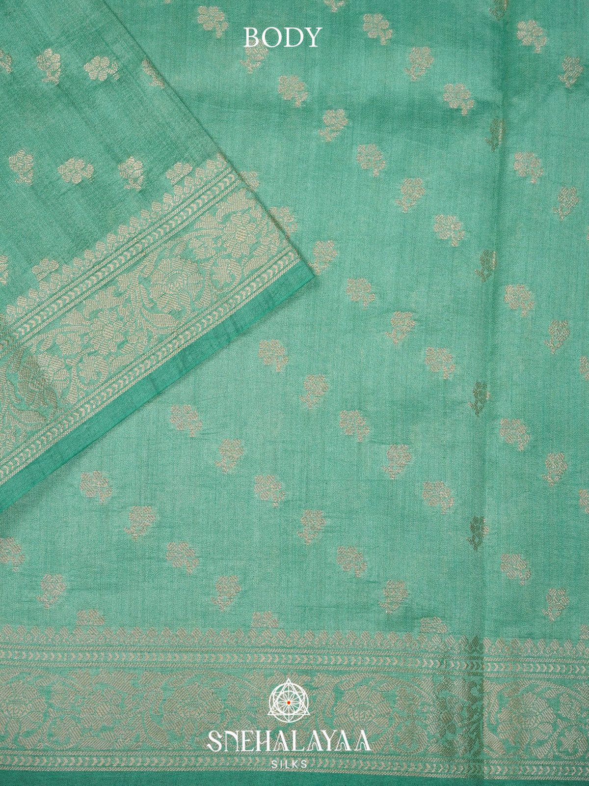 Mint Green Chiniya Silk Saree