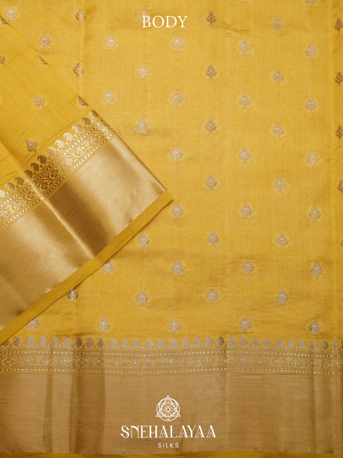 Yellow Chiniya Silk Saree