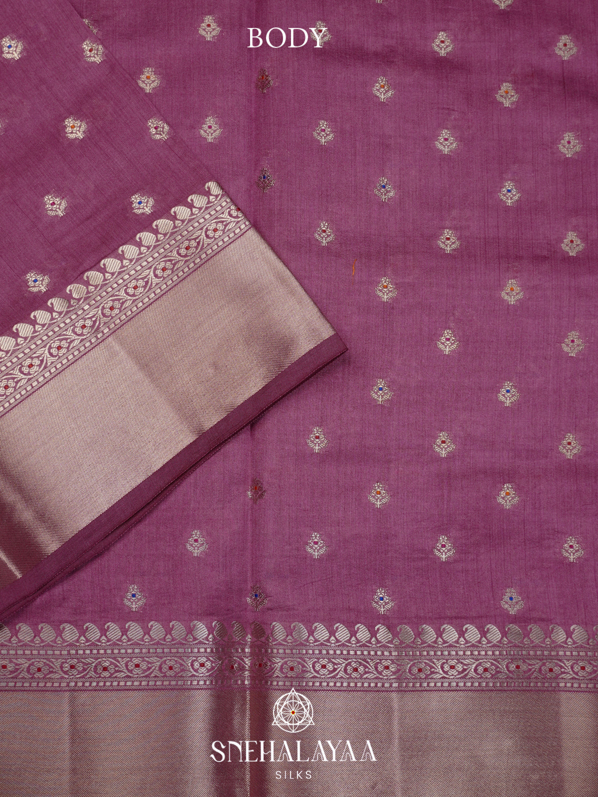 Magenta Chiniya Silk Saree
