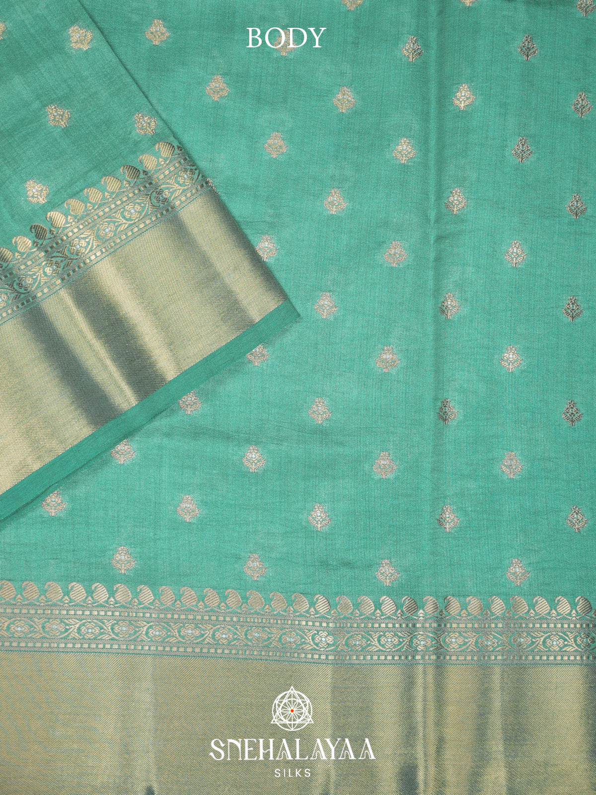 Mint Green Chiniya Silk Saree