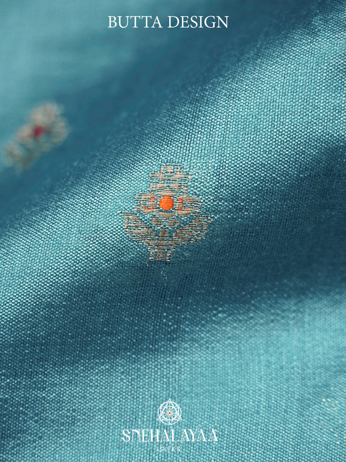 Peacock Blue Chiniya Silk Saree