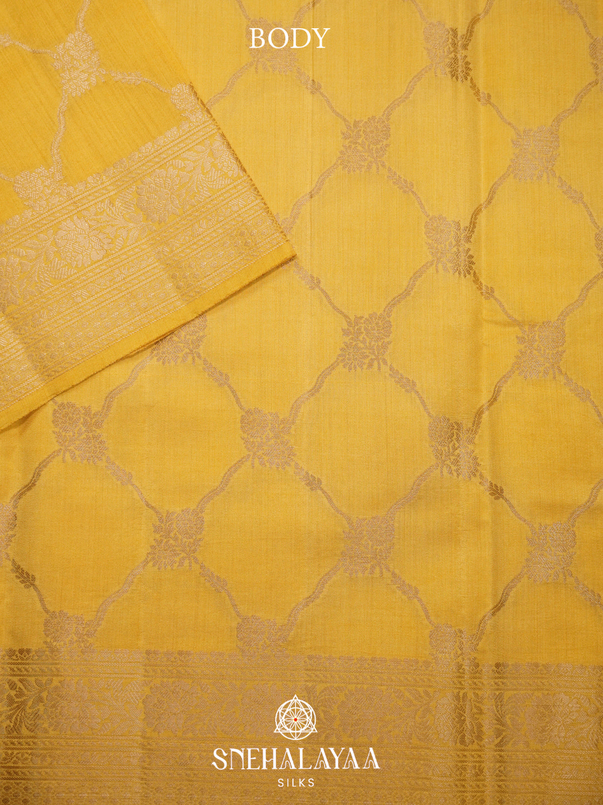 Yellow Chiniya Silk Saree