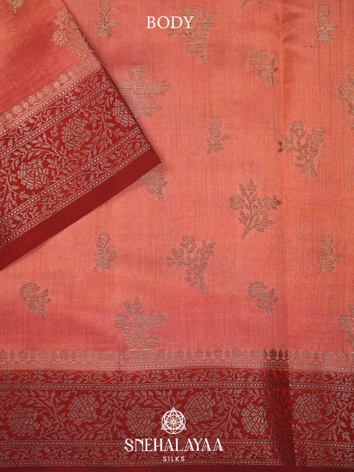 Peach Chiniya Silk Saree