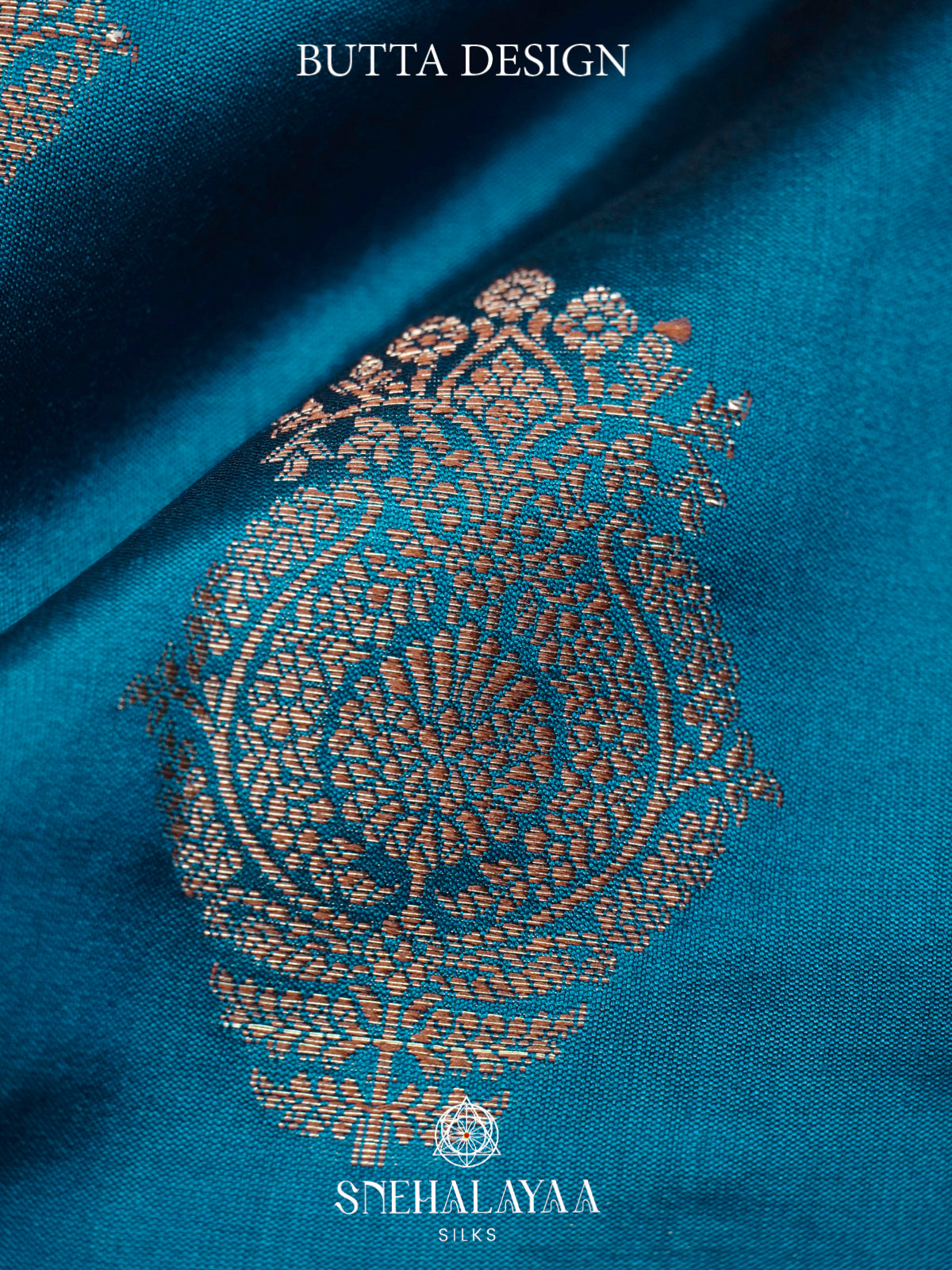 Peacock Blue Chiniya Silk Saree