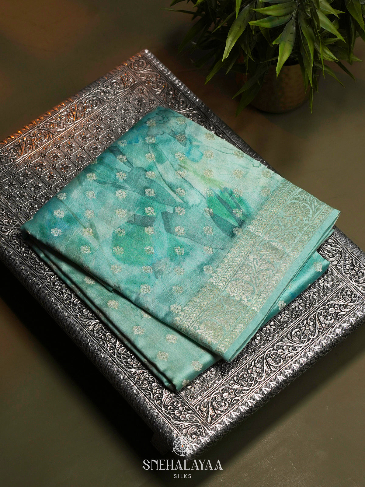 Mint Green Banaras Saree