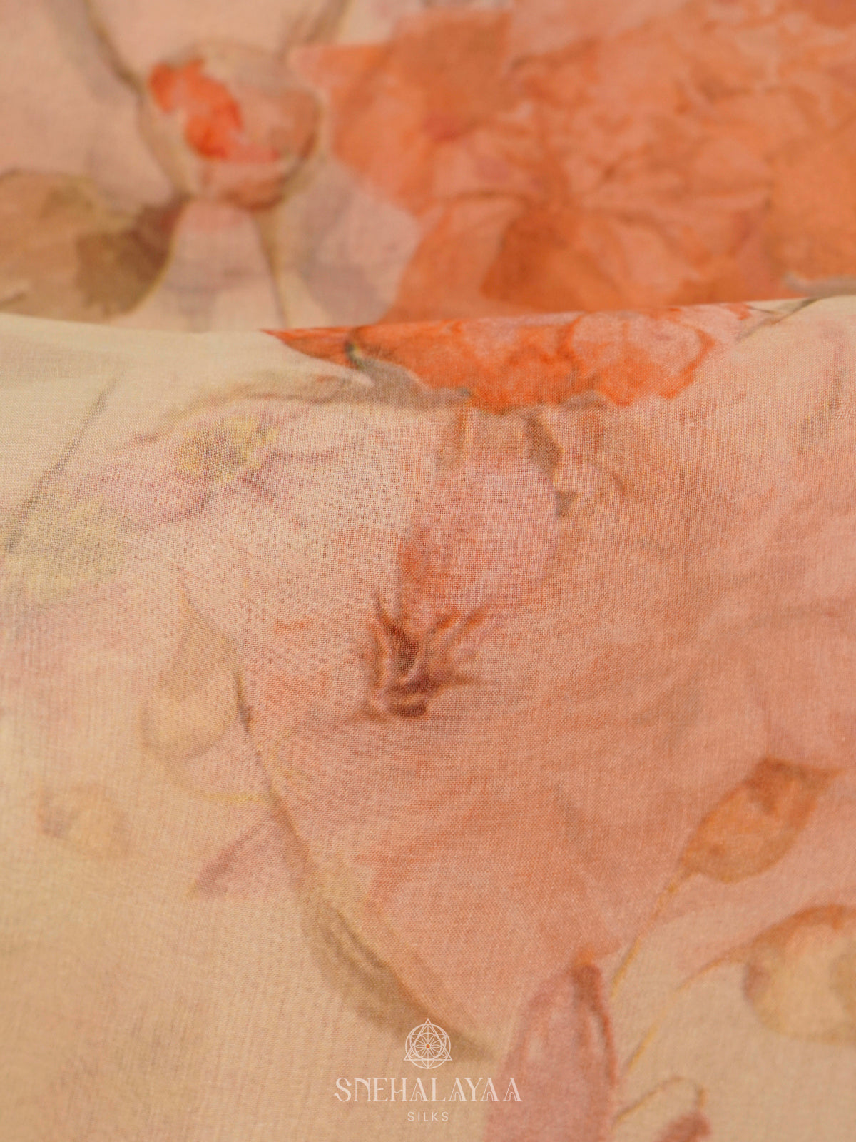 Cream Organza Saree