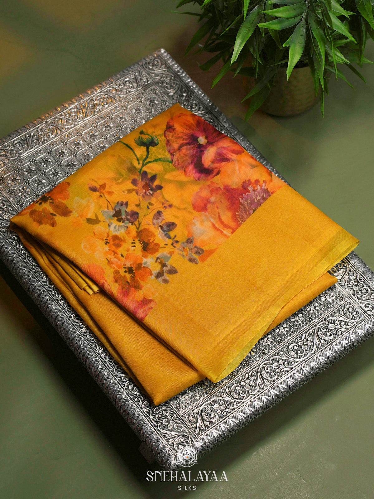 Yellow Organza Saree