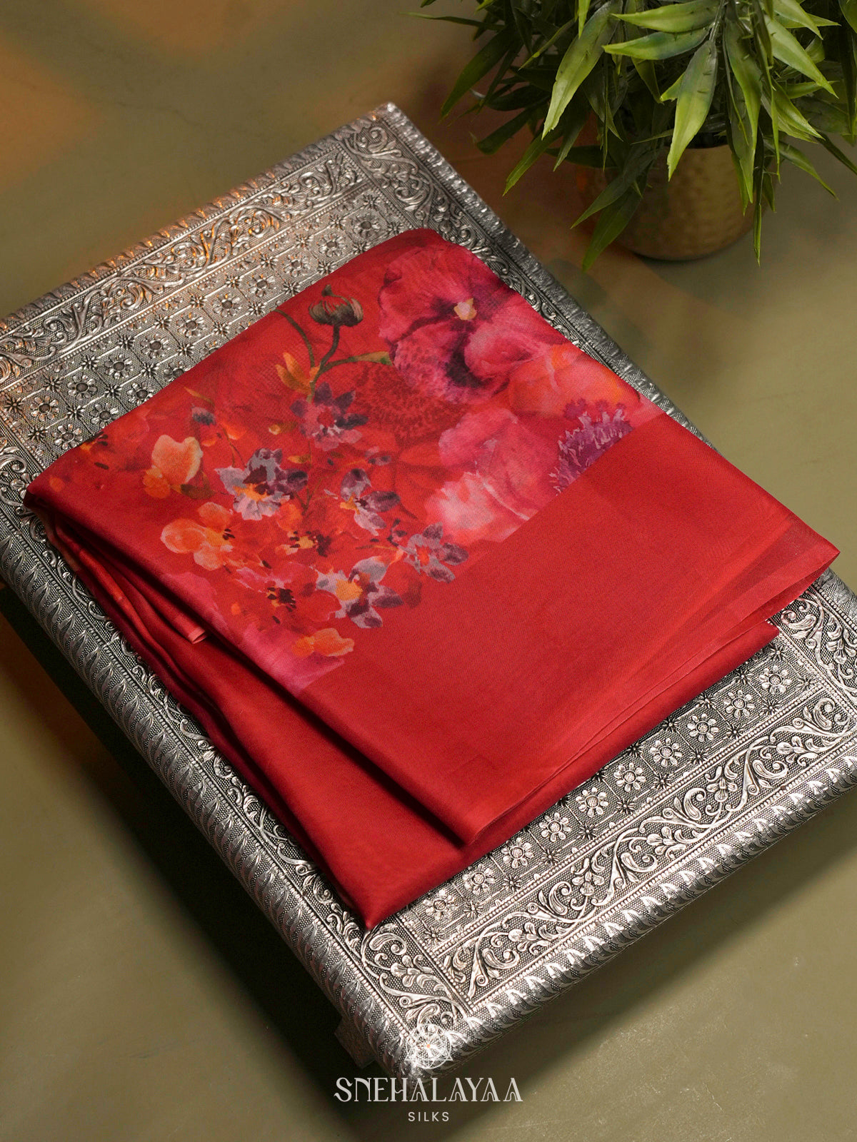 Red Organza Saree