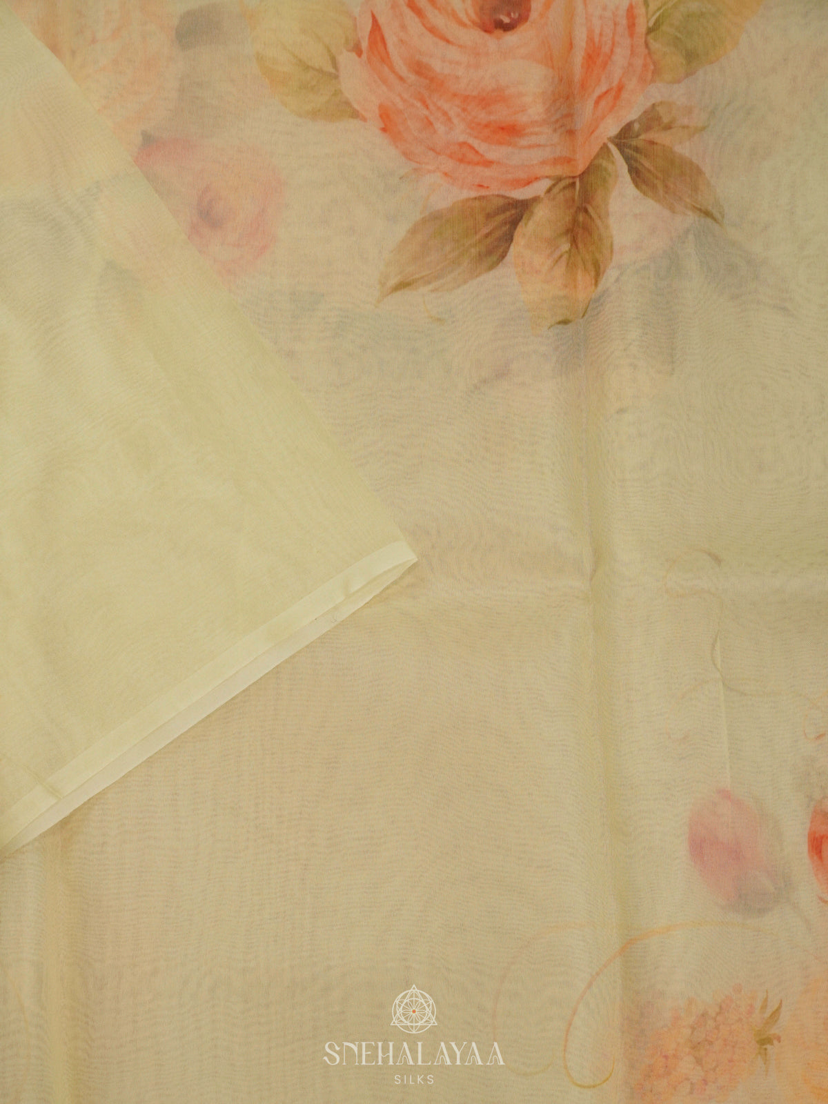 Pale Yellow Organza Saree