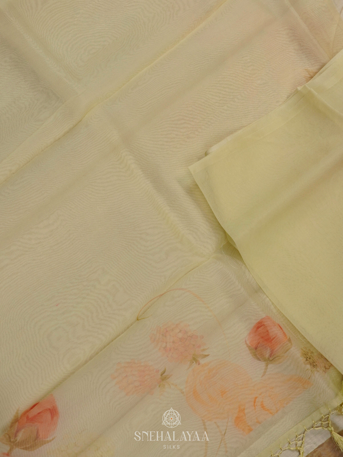 Pale Yellow Organza Saree
