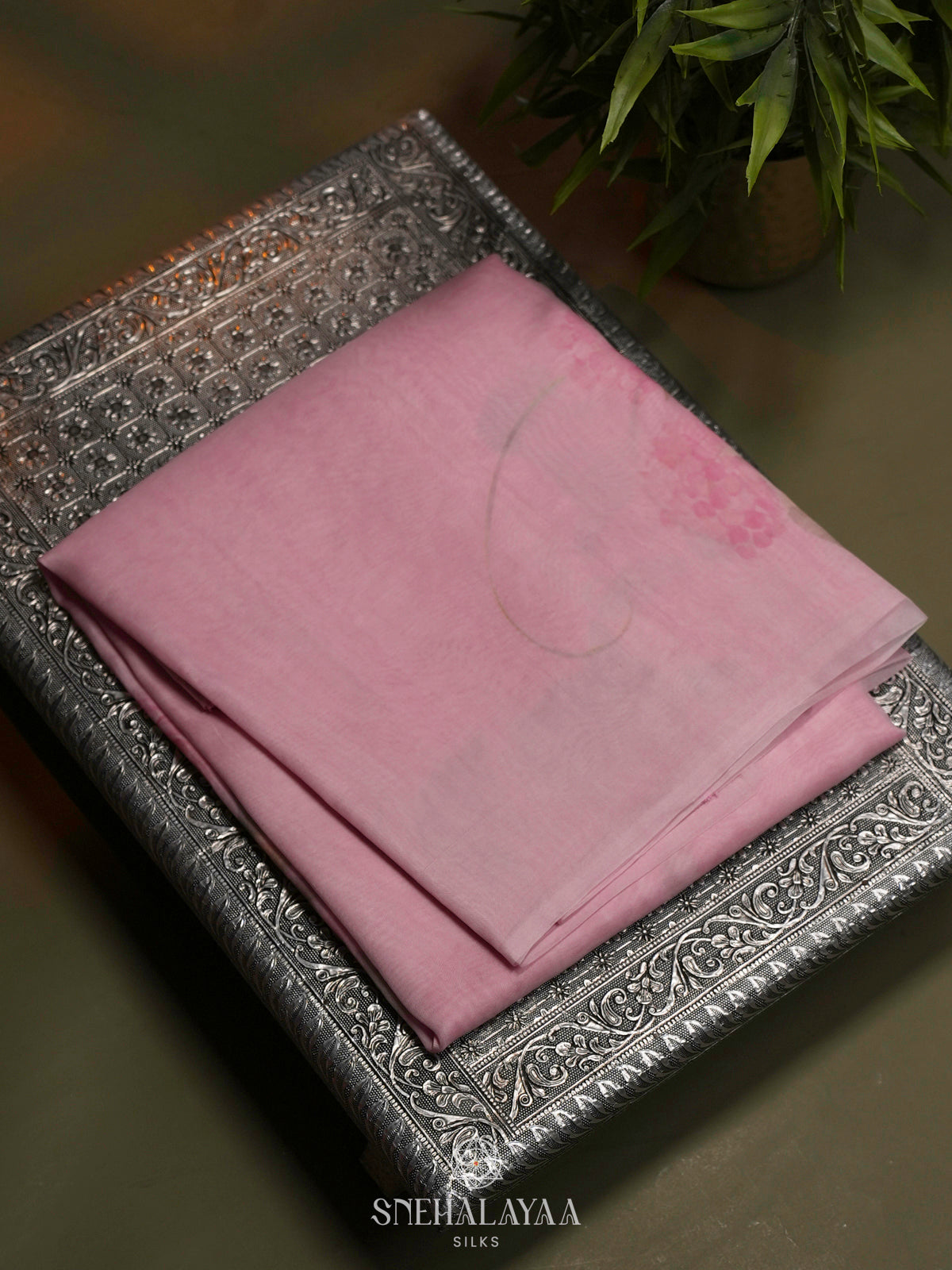 Pale Pink Organza Saree
