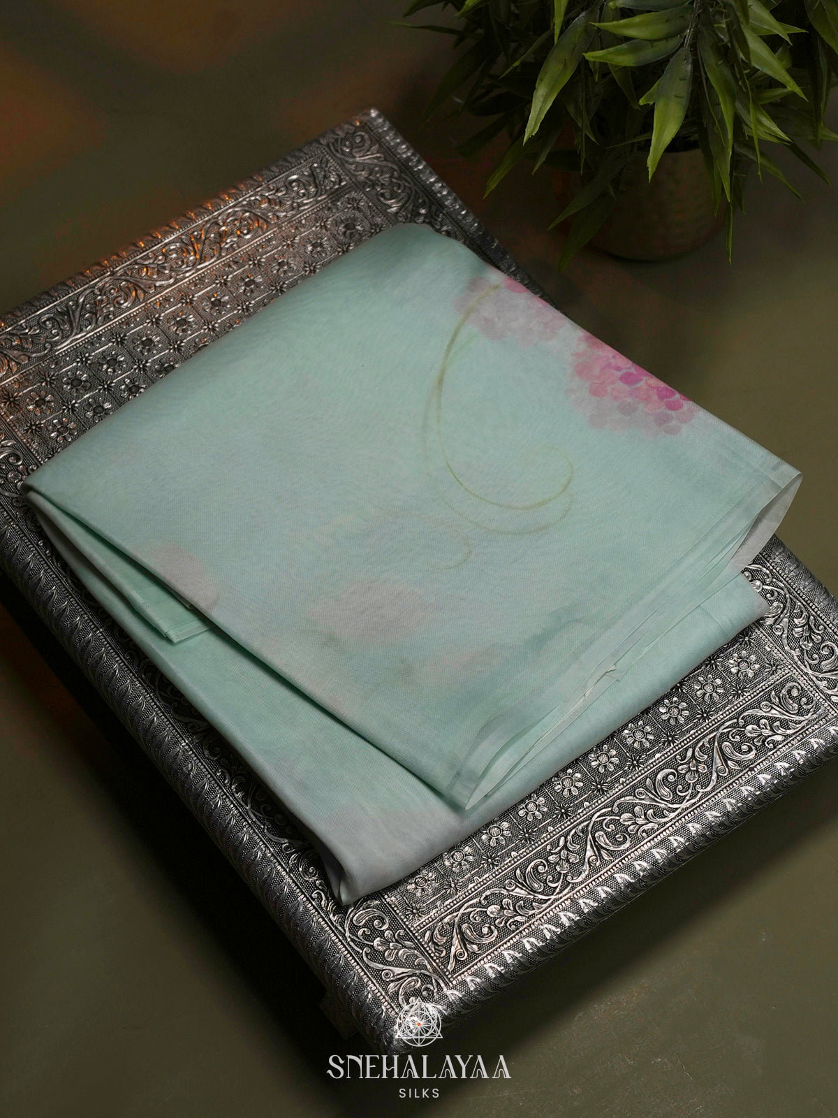Pale Blue Organza Saree